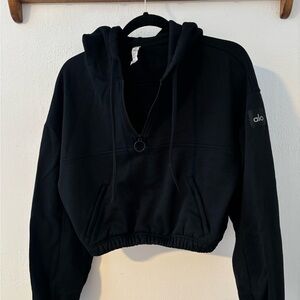 ALO Yoga Black Cropped Boxy Hoodie